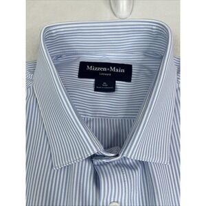 Mizzen+Main Blue Striped Leeward Shirt Men's XL Trim Fit Performance